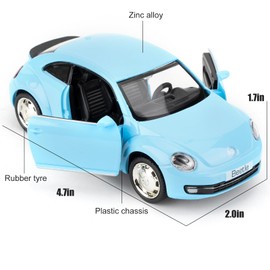 2012 Volkswagen Beetle Toy Car, Model Car in Scale 1:36 Made of Aluminium, Suitable for Toy Collection, Car Model with Pull Back Function, Gift for Children, Blue