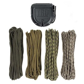 Rope Dispenser Kit with 200 Feet of Durable and Lightweight 550 Paracord - Military