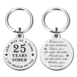 Alotozo 25 Year Sober Gifts for Men Women - 25 Year Sobriety Keychain - 25 Yeas of Being Sober AA Recovery Reminder