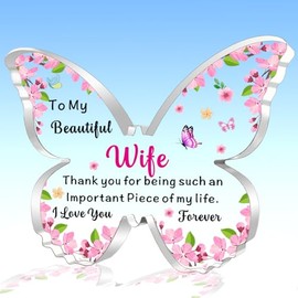 AMZQ Wife Gifts Wife Butterfly Shaped Plaque Valentines Anniversary Wedding Christmas Birthday Gifts for Wife