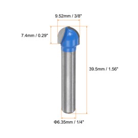 HARFINGTON 2pcs Router Bit Core Box 1/4 Shank 3/8 Inch Cutting Dia. Round Nose Router Bit 2 Flutes Carbide Cove Box Cutter for Carpentry Woodworking Milling Cutter Tool