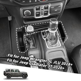 Jimen Gear Tray for JL/JT, Upgrade 3PCS Center Console Organizer Box Shifter Storage Accessories Compatible with Jeep Wrangler JL JLU & Gladiator JT 2018-2024