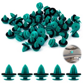 Car Body Trim Clips Plastic Fasteners 50 pcs with Sponge Pad, Universal Auto Panel Fixing Clips Push Rivets Car Door Retainer Mounting Clips for Car Boots Interior Doors Bumper Auto Parts Blue