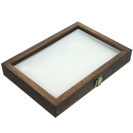 Cabilock Wooden Display Case Wooden Collection Box with Clear Glass Top Entomology Boxes Entomology Case Display Case Shadow Box Specimen Storage Box for Home