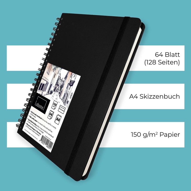 Lobome Sketchbook A4 | 64 Sheets Mixed Media Sketchbook |