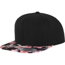 Yupoong Flexfit Unisex Kappe Floral Snapback 2-Tone Cap, blanko Cap mit geradem Schirm mit Blumen-Muster, One Size Einheitsgröße für Männer und Frauen