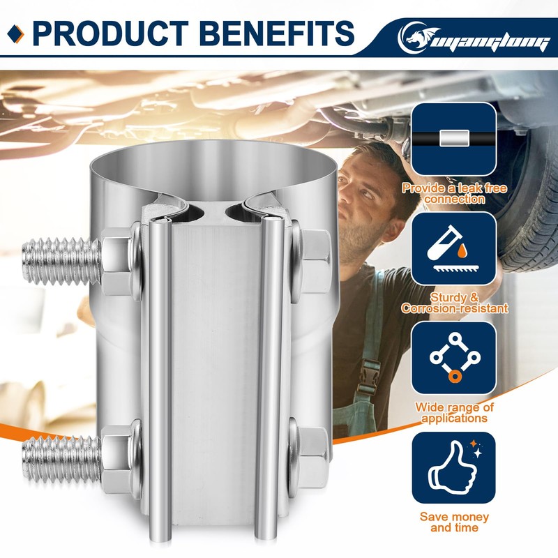 2.0 Inch Exhaust Clamp, Lap Joint Band Clamp for Pipes