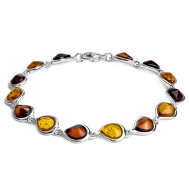 Ian and Valeri Co. Multicolor Amber Sterling Silver Teardrops Bracelet 7.5 Inches