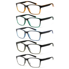 JOSCHOO Reading Glasses 5 Pack Blue Light Blocking Readers Spring Hinge Glasses for Reading for Men and Women (5 Mix Clour, 3.0, x)