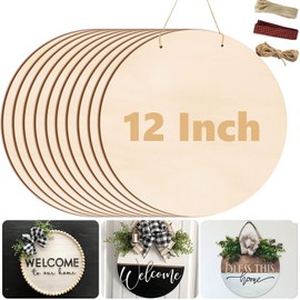 12 Inch Wood Circles for Crafts, 10Pcs Unfinished Wood Rounds for Cricut Projects, Burning, Painting, Door Hanger, DIY Wooden Crafts Christmas Halloween Holiday Home Decor(10PCS)