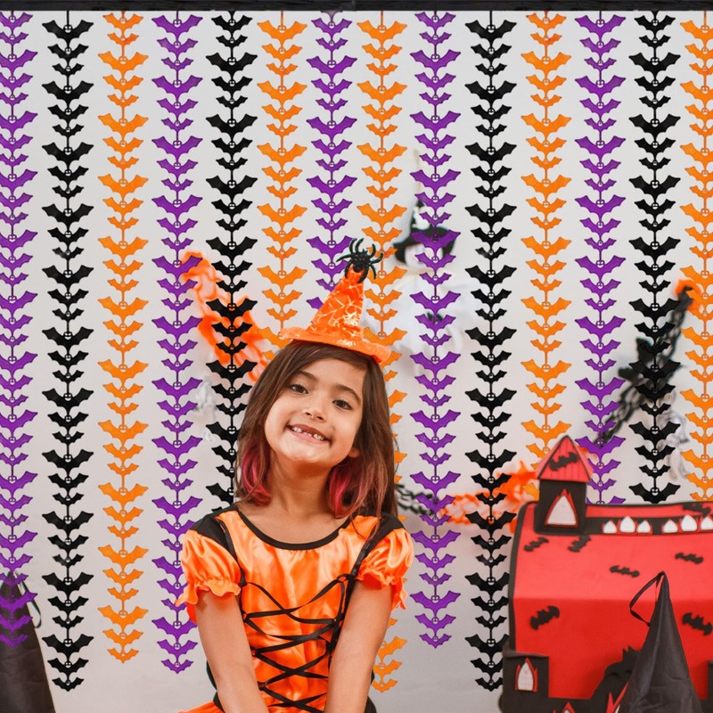 2 Pack Bat Halloween Foil Fringe Curtains Party Decoration, 3.3