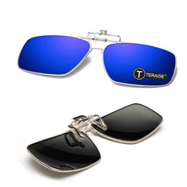 TERAISE Polarized Clip-on Sunglasses with Flip up Function Suitable Driving Sports(Blue)