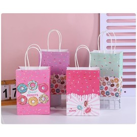 QYCX 16 Pcs Donut Gift Bags Donut Party Decorations Donut Party Favor Bags Donut Candy Bags Donut Treat Bags Donut Goodie Bags Donut Candy Boxes Donut Gift Boxes Cute Sweet Colorful Doughnut Goodie Candy Gift Treat Bags for Donut Party Decoration Girls B