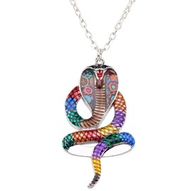 DUOWEI Cobras Snake Chain Necklace Enamel Snake Pendant Jewellery Reptile Animals Gifts for Women Girls, Stainless Steel, No Gemstone