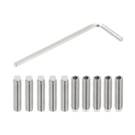 PATIKIL M4 x 18 mm Nylon Tip Threaded Screw, Pack of 10, 304 Stainless Steel Metric Hex Head Cup Point Screw Non-Slip Internal Hex Drive Hardware with L Wrench