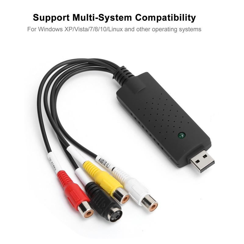 Video Collection Card Black Portable USB 2.0 for Windows XP/Vista/7/8/10/Linux