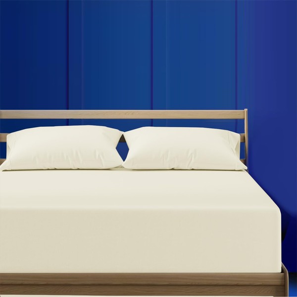 AL NOOR HOME Premium Cream Fitted Sheet - 100% Pure