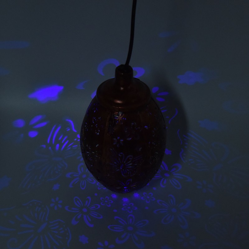 Iron Hollow Water Drop Lamp Solar LED Lantern Garland Garden