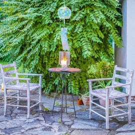 BESPORTBLE Japanese Wind Chime, Glass Wind Bell, 16.5 Inch Handmade Wind Chime with Paper Tassel Outdoor Garden Pendant for Birthday Patio Sun Catcher Flower 2