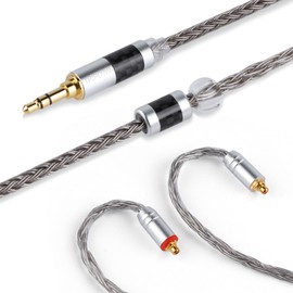 HIFIXAUDIO Tripowin Zonie IEM Cable, 3.5mm SPC in Ear Monitor Wire, 16 Core Silver Plated HiFi Wired Earphone Cord,1.25 Meter Monitor Earbud Cables for Audiophile (MMCX, Grey)