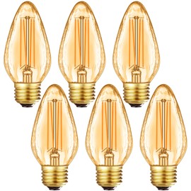 LEOOLS F15 8W Led Porch Light Bulb Outdoor, E26 Medium Base LED Post Bulb for 75W Incandescent Equivalent,Dimmable 2700K Warm White Flame Wrinkle Amber Glass, for Ceiling Fan and Lantern Lamp, 6-Pack