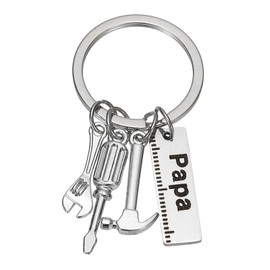 [PATIKIL] Dad Keychain From Son Funny Keychain Gift Birthday Father Day Thanksgiving Christmas Gift Papa Ruler Style Silver