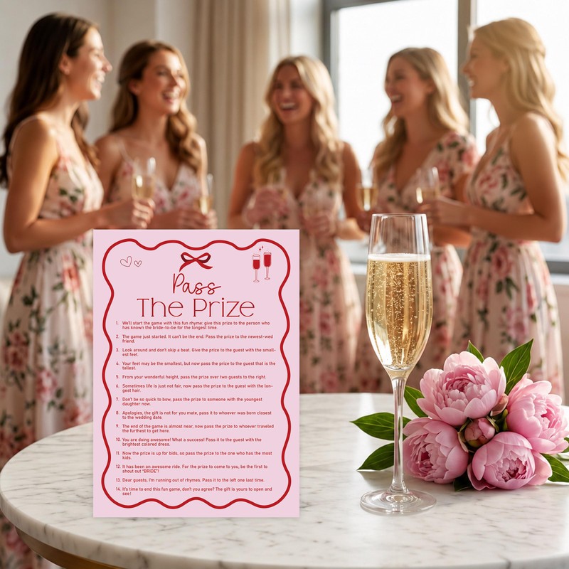 Bridal Bachelorette Game Bundle,Pass the Prize Rhyme Game Cards 8x11