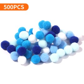 Small Pom Poms for Crafts,50pcs 1cm Multi Color Fuzzy Pom poms Balls,Crafts Pom Poms Balls for DIY Creative Crafts Decorations, Class Creative Activities, Home Decorations, etc. (Blue)