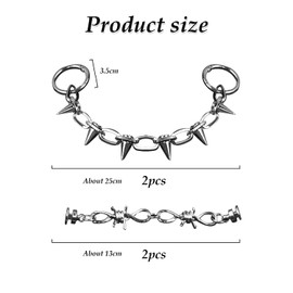 GVSAVY 2 PCS Stud Chain Shoe Charms, 2 PCS Thorn Shoe Charms, DIY Removable Shoe Charms, Fashion Chain Shoe Charms, Metal Punk Style, Suitable for Birthday, Festival, Party Favors