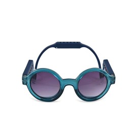 Jet Setter Sunglasses for Small-Sized Dog - UV Protective Lenses, Debris Protection, Pannus Prevention, Invisible Chinstrap, Interchangeable Lenses, NYC Design -Transparent Blue/Solid Blue