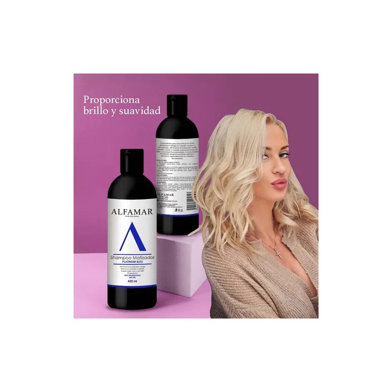 Shampoo Matizador Bleu Alfamar Intensifica Plata Rubio Beige