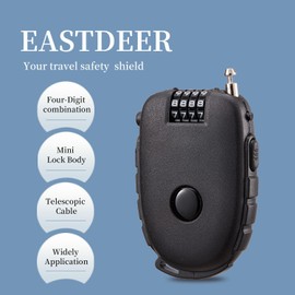 EASTDEER Retractable Cable Lock 27.5in Cable Compact Bike Locks with Length Control Button Helmet Lock Skateboard Locks for Sports Gear Urban Commuting Scooter Security