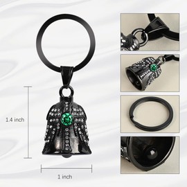Birthstone Angel Wings Guardian Bell for Motorbikes: Cross Gremlin Bell Motorcycle, Keychain Key Rings Motorbike Accessories Lucky Viking Gifts for Men and Women