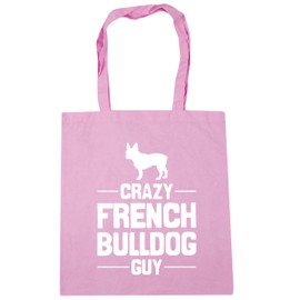 Hippowarehouse Crazy French Bulldog guy Tote Shopping Gym Beach Bag 42cm x38cm, 10 litres