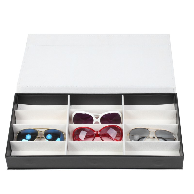12 Grids Dustproof Jewelry Glasses Organizer Sunglasses Display Container Storage