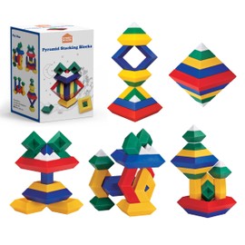 STEAM STUDIO Pyramid Building Blocks 15pcs, Building Blocks Stacking Toys Speed Cube, The Octahedron Stacker Toy 3D Puzzle Stem Toys, Creative Educational Toys for Kids Preschool Learning Toys