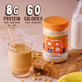 PBfit 15 Ounce Classic Peanut Butter Powder, Powdered Peanut Butter Spread From Real Roasted Peanuts, 8g of Protein 8% DV, Gluten-Free, 60 calories, 87% less fat (Pack of 1)