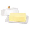 TENINYU Ceramic White European Butter Dish with Lid for Countertop