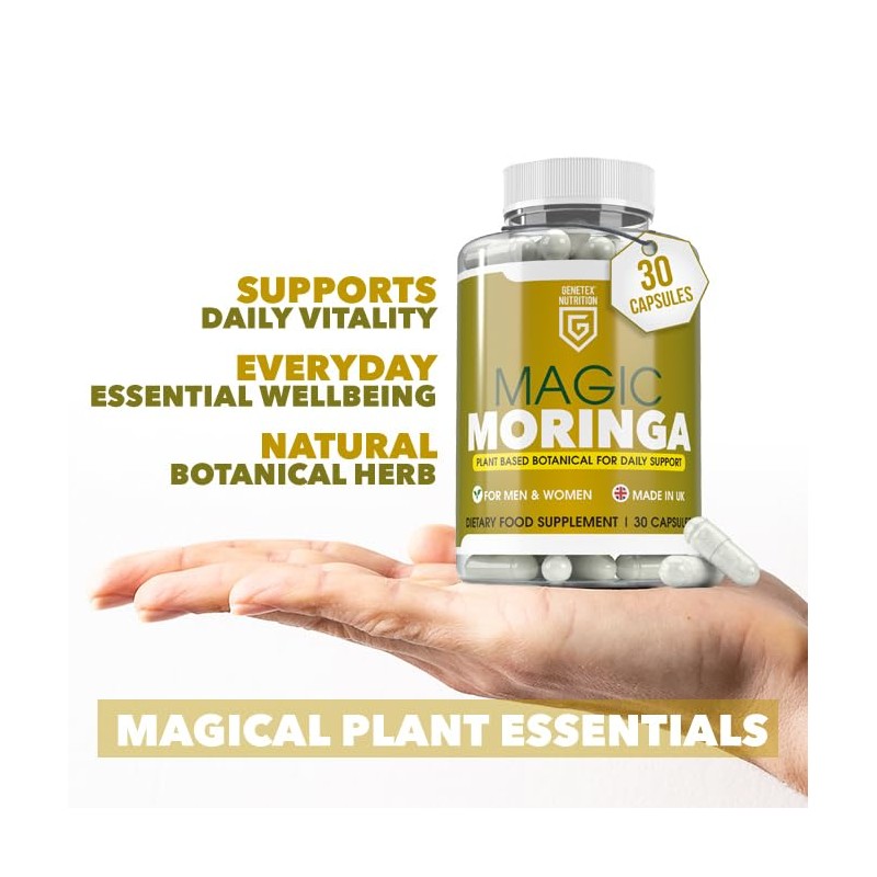 Magic Moringa Capsules High Strength Plant-Based Superfood Supplement for Daily