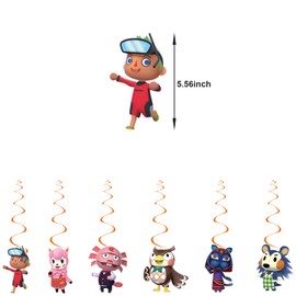 Animal-Crossing party supplies,12pcs Animal-Crossing Hanging Swirls and 1 Happy Birthday Banner for Animal-Crossing party decoration