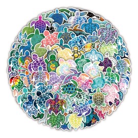 100 Pcs Stickers for Sea Turtle,Colorful Sea Turtle Waterproof Vinyl Stickers for Bicycles,DIY Sticker for Laptop,Motorcycle, Bicycle,Luggage,Phone,Water Bottle,Skateboard Turtle Stickers Pack