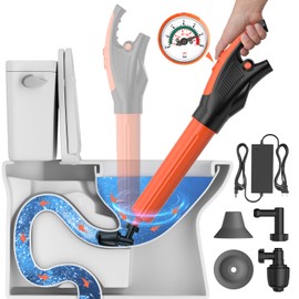 IVOTOW Electric toilet plunger,Toilet Auger with Pressure Gauge, Electric Drain Snake for Clogged Toilet, High-Pressure Toilet Auger, plungers for bathroom,Pneumatic Toilet Auger Tool