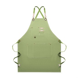 Dulabi Apron, Adjustable Chef Apron for Women and Men with Large Pockets, Cooking Kitchen Apron with Back Straps (Green)