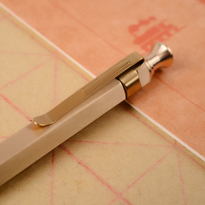EKLOEN Six-Edge Solid Brass Pen, Sign Pen Ballpoint Pen with