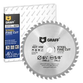 GRAFF 6-1/2-Inch 40-Tooth Circular Saw Blade for Metal, Aluminum, Steel - Steel Cutting Saw Blade with 5/8-inch Arbor for Circular Saw and Table Saw Blade, Miter Saw Blade