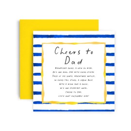 Huxters Birthday Card for Dad Cheers to Dad Father's Day Special card from Daughter Son - 14.8cm