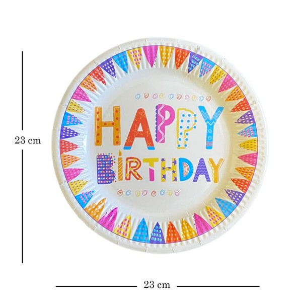 Lizzy 10x Happy Birthday Paper Plates Kids Party Disposable Tableware