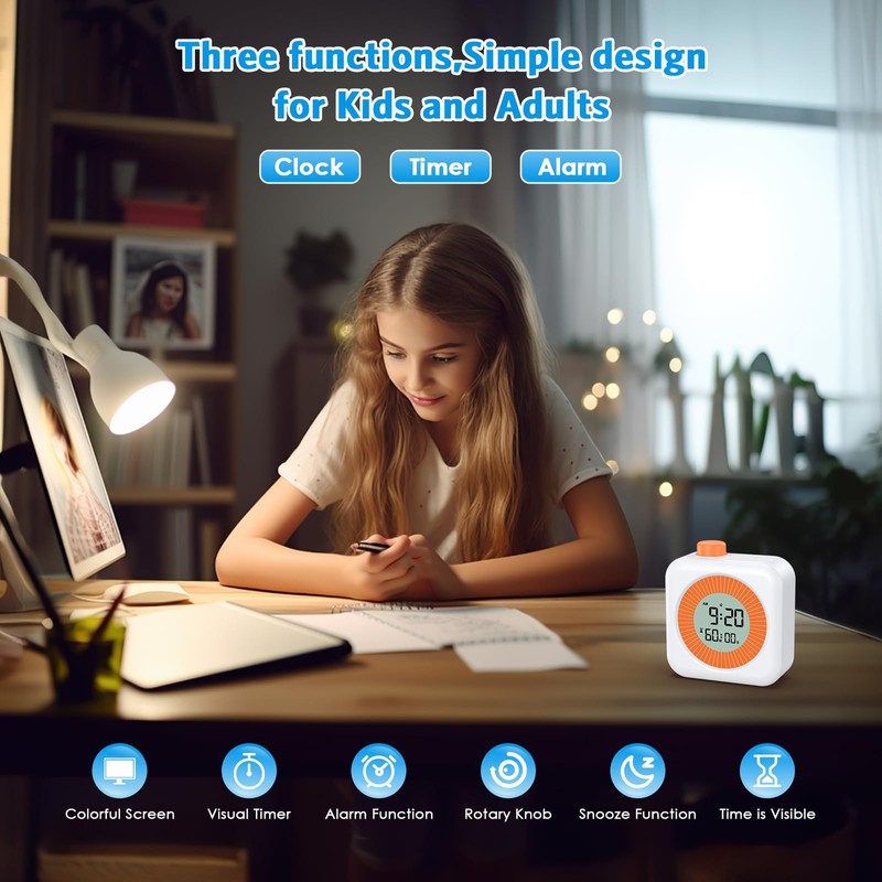Olipiter 3-in-1 Visual Timer for Kids, Digital Countdown Timer with