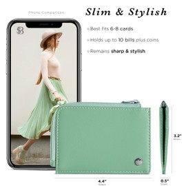 SERMAN BRANDS Wallet Women Zipper Rfid Blocking Small Compact Luxury Leather Pocket Wallet Ladies Mini Purse Credit Card Holder - Compact (Sage Mini)