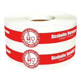Alcohol to-Go Drink Straw Tamper Proof Stickers 250 pcs Alcoholic Beverage Lid Stickers 1.25 x 9 inch Safe Secure Tamper Evident Safety Seals for Alcohol Cups Drink Lids Seal Freshness Labels (Red)